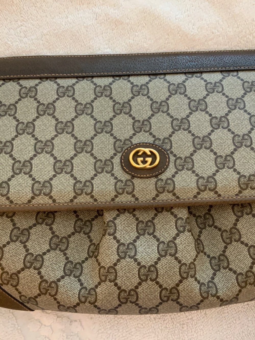 Vintage Gucci, GG monogram canvas clutch brown leather 004–0 98–0143